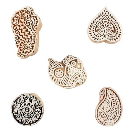 Set of 5 Piece New Mix Wooden Printing Blocks